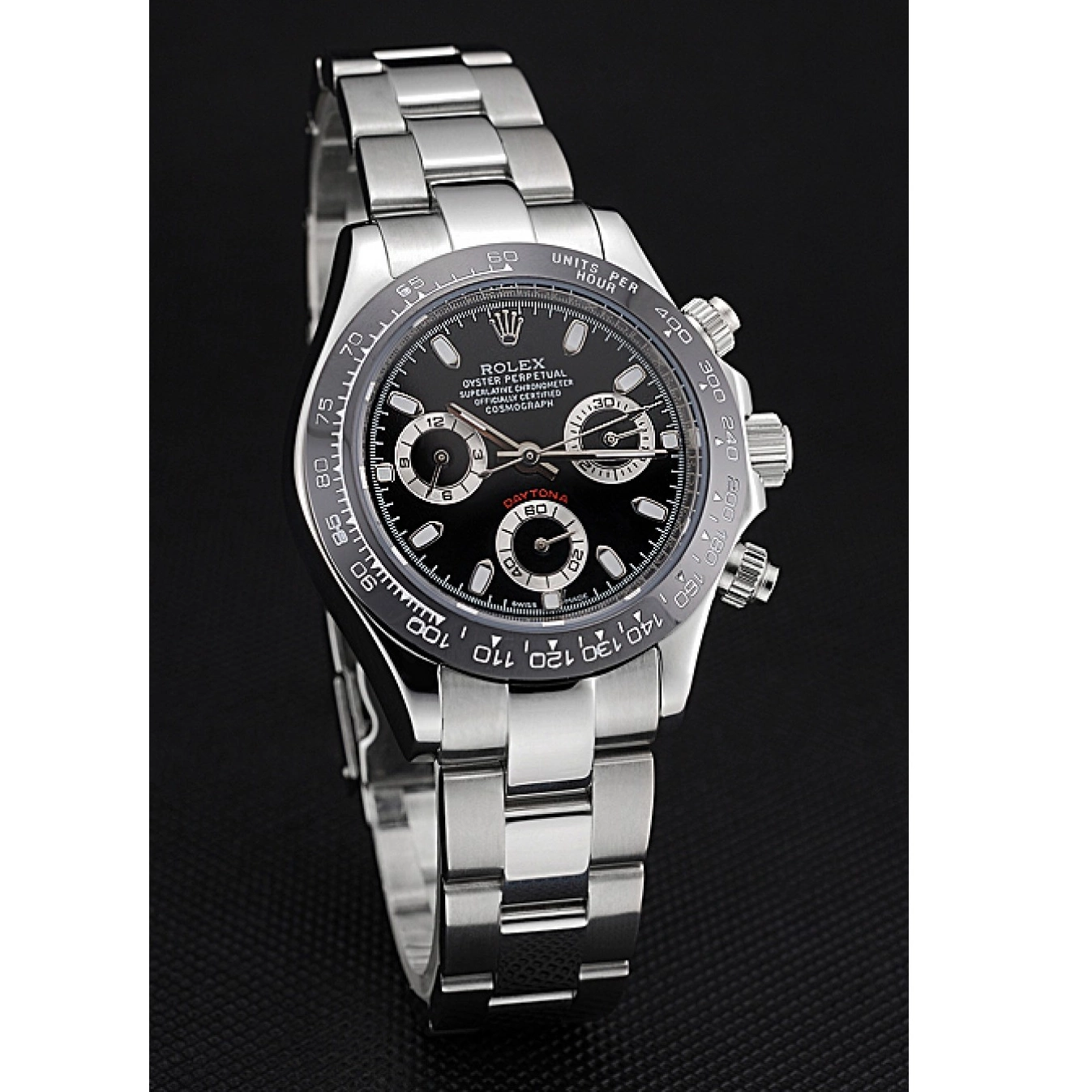 Aaa replica watch Steel Daytona Black Subdials Case Stainless Rolex Stainless Steel Silver 622635 Cosmograph 0726